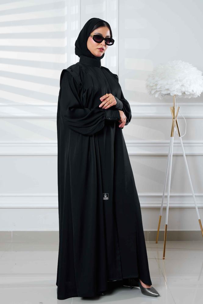 عباية سوداء ساترة ورسمية بقماش ناعم